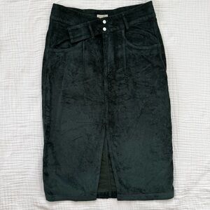 Pilcro Double Waist Corduroy Midi Skirt dark green size 12